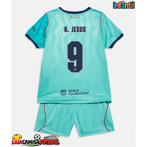 Camisa de Futebol Barcelona Gabriel Jesus #9 Equipamento Alternativo Infantil 2026-27 Manga Curta (+ Calças curtas)
